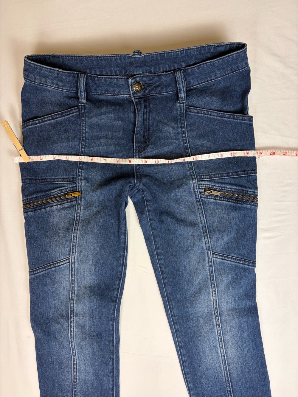 BCBGMaxAzria Dark Blue Moto Skinny Jeans Cyber-Y2K Tactical Jeans size 30 - Picture 12 of 13